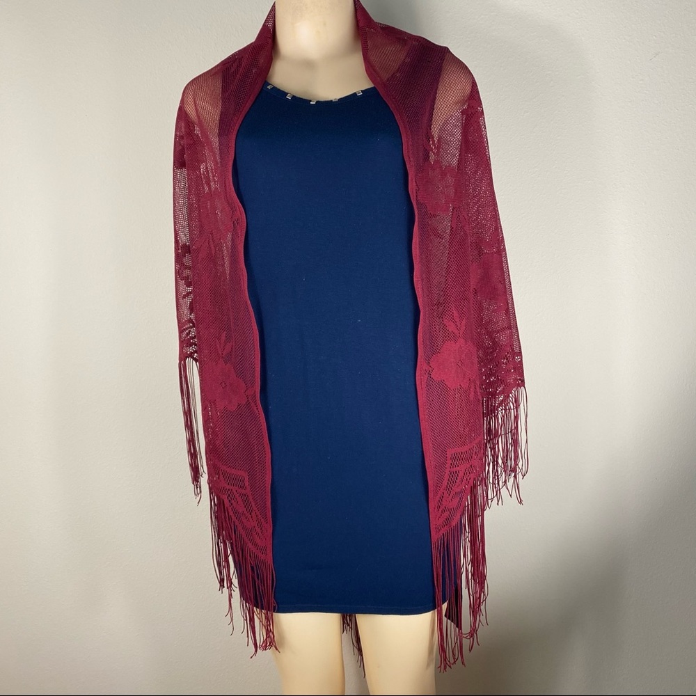 Plain solid burgundy color luxurious classic stole